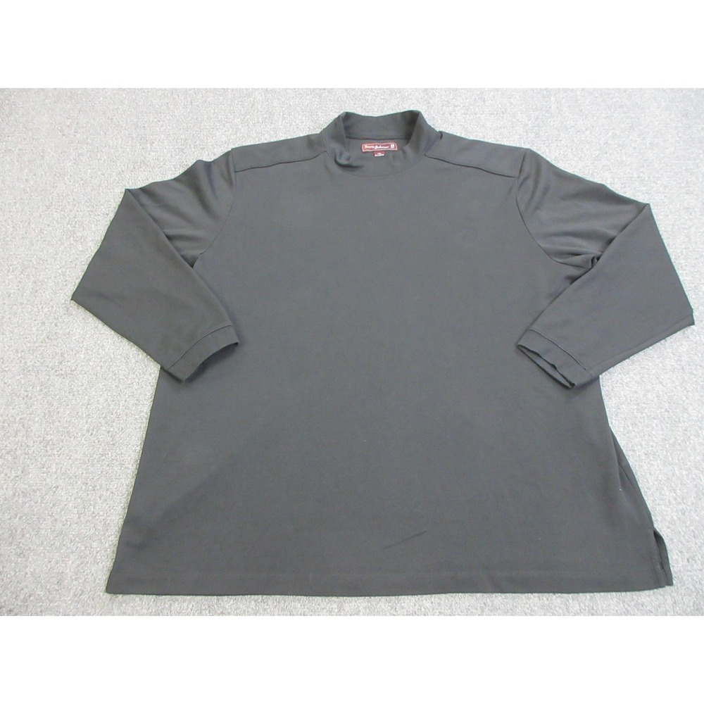 Tommy Bahama Shirt Mens 2XL Black Long Sleeve Mock Neck 18‎ Golf TB18 Logo Tee